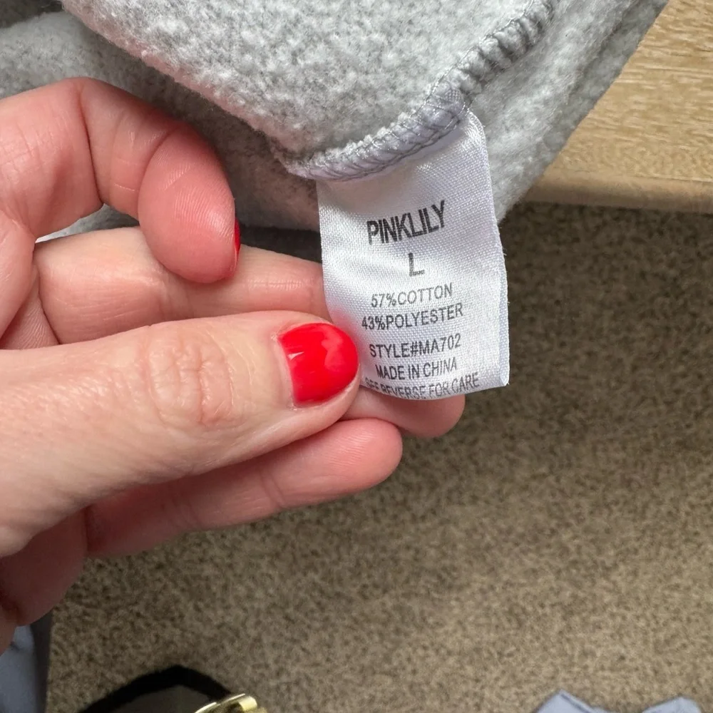 Pink Lily Gray Crew Neck Sweater - Picture 5 of 5